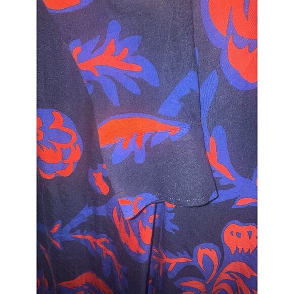 Boden Laura Jersey Midi Shirt Dress Size 16L Navy Red Floral Pattern with Belt - Picture 4 of 9